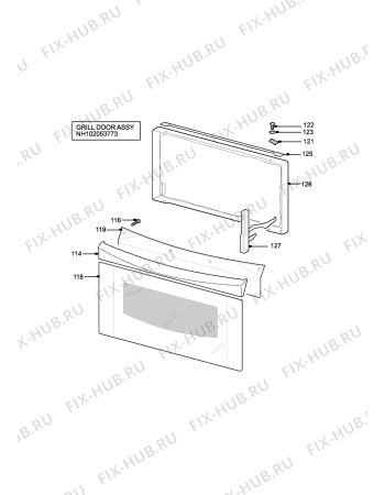 Взрыв-схема плиты (духовки) Electrolux SG552WL - Схема узла H10 Grill door assy